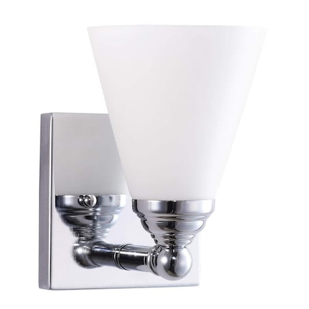 Sunlite Brushed Nickel 1-Light Cone Frosted Shade Vanity Wall Mount Light Fxtr E26 Base A19 Bulb Required 81316-SU